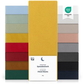 Blumtal® Fitted Sheet 140 x 200 cm - Microfibre Bed Sheet 140 x 200 cm - Oekotex Certified Fitted Sheet 140 x 200 cm / 140 x 200 cm Fitted Sheet - Spicy Mustard - Yellow