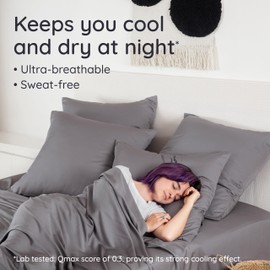 Bambaw 100% Viscose Derived from Bamboo Pillowcases King Size – Set of 2 Cooling Pillow Cases for Acne Prone Skin with Envelope Closure, Breathable & Super Soft Pillow Cases (Dark Gray)