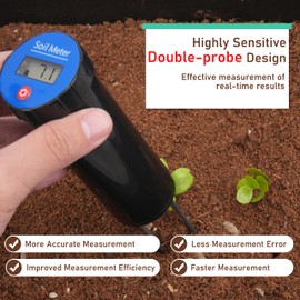 LUVCOSY Digital Soil pH Meter, Industrial Grade Soil pH Tester with Calibration-Free LCD Display, High Accuracy Soil pH Pen, Soil pH Monitor for Garden, Lawn, Plant (Black)