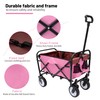 ESPIDOO Foldable Wagon Cart with Strapping System: Pink Metal Frame
