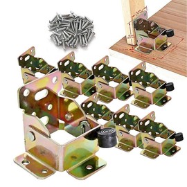 8 Pack Table Leg Folding Brackets Lock Extension Support Bracket Foldable Self Lock Hinges for Table Legs, Bed Leg, Workbench:_Gold Pack of 8