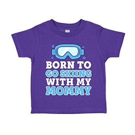 Born to Go Skiing with My Mommy Toddler T-Shirt 3T Purple