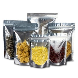 PERCUST 30 Pcs Aluminum Bags with Zipper, Freestanding, Coffee Bean Bags, Divided Bags, Food Grade Plastic Bags, Freezer, Refrigerator, Storage, Aluminum, Zipper Bags, Vacuum Packing, Storage Bags (7.1 x 10.2 inches (18 x 26 cm) - 30 Pieces)