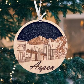 Aspen Colorado Ornament Wooden Souvenir Christmas Tree Decoration with City of Aspen Gift
