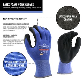LINCONSON 12 Pack Safety Performance Series Construction Mechanics Work Gloves
