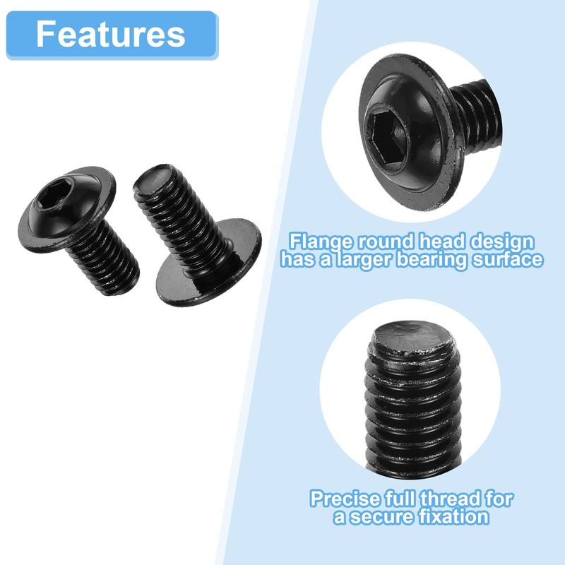 sourcing map 20Pcs M8-1.25x16mm Flanged Button Head Socket Cap Screws,