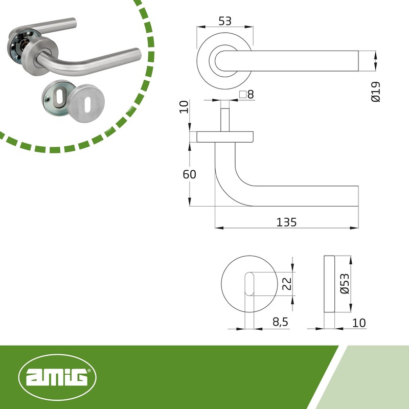 Amig - Door Handle Set with Rosette | Model 4RGX