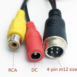 WANYING (2 pcs Pack) M12 Extension Cable - 4 Pin Connector - 4P Male to RCA AV for Car Camera