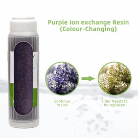 Refillable Mixed Bed DI Resin Filter Color Changing Deionized Resin 10-Inch Replacement Cartridge Car Wash, Window Cleaning, Aquarium (2 packs)