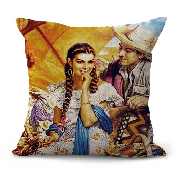 cheap throw pillow Jesus Helguera classic Mexican art cushion cover