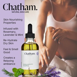 Chatham Natural Skin Care Rosemary Lavender Mint Scalp and Body Oil 3.2oz | Soothing Relief for Eczema and Dry Itchy Skin