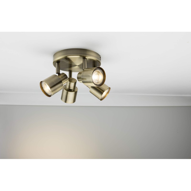 Quad GU10 Spotlight in Antique Brass