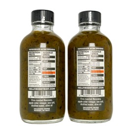 Hell Fire Detroit Manzana Hot Sauce (Hot), Crafted with Fresh, Fire-Roasted Manzana Chile Peppers, All-Natural, Vegan, Gluten-Free, Low Sodium – 4 Fl Oz (Pack of 2)