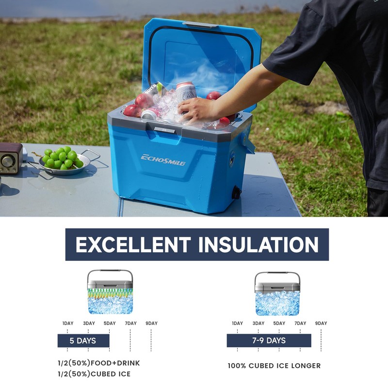 EchoSmile Portable Cooler 20L/21qt, Outdoor Insulated Ice Chest Box