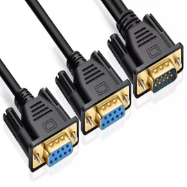 RIKYJIC RS232 DB9 Splitter Cable - 1 to 2 COM Port Adapter Pure Copper Dual Shielded (One Male to Two Female, 1 Meter)