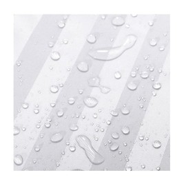 Bathroom Shower Curtain Liner Washable Fabric Waterproof Polyester (Hotel Quality Friendly Damask Stripe Cortinas Baño) & Heavy Duty Plastic Hooks Set - Standard 72 x 72, White