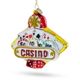 Casino Sign Blown Glass Christmas Ornament