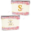 Alphabet Floral Butterfly Initial Makeup Bag, Cosmetic Bags with Zipper,