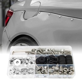 Shopauto Anodized Aluminum Hardware Kit Compatible with Widebody and Fender Flare Installation, 48-Piece M6 Silver Cone Washer Kit