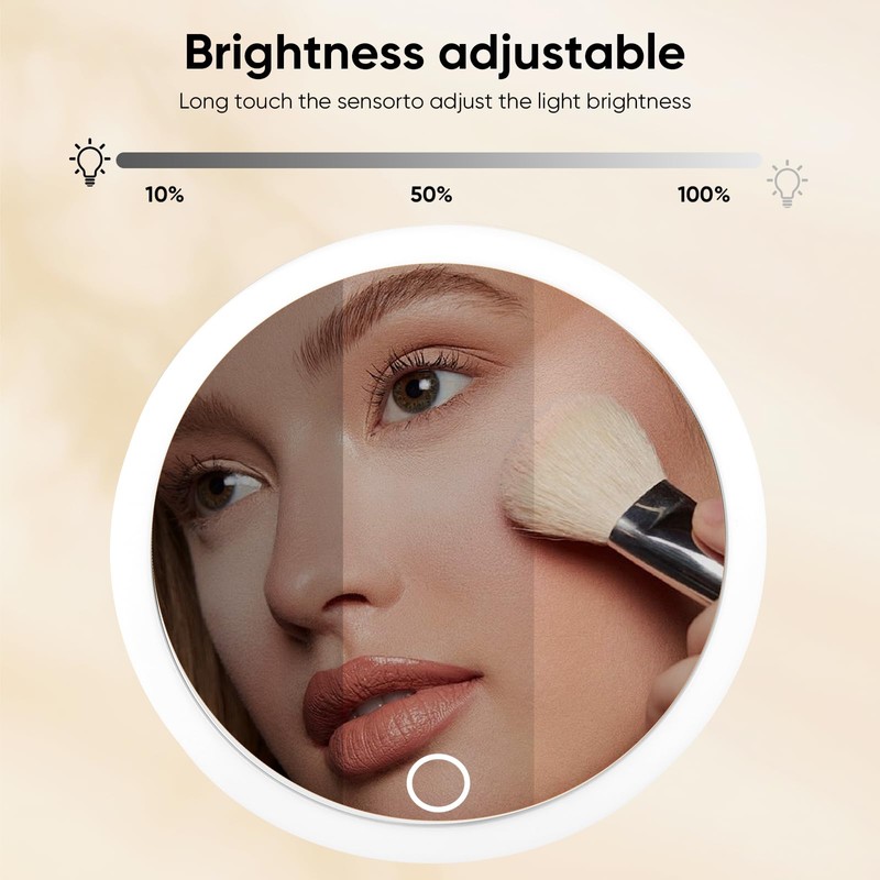 HuuppHip 30x Magnifying Mirrors with Light, Large 15 cm, 3