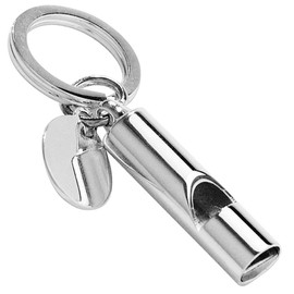SILBERKANNE Key Ring Whistle 8 x 2 x 1 cm with Engraving Plate Silver Plated in Premium Workmanship, silver