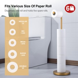 BAGNOLUX Bathroom Toilet Paper Holder Stand with Reserve, SUS304 Stainless Steel Rustproof Pedestal Tissue Roll Holder Heavy Duty (Old Gold)