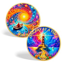 CHURYUML 7 Year Sobriety Coin - One Day at a Time Sober Chip, Seven Year AA Coins Recovery Anniversary Medallions Alcoholics Anonymous Token Sobriety Gifts for Women & Men Celebrating Milestones