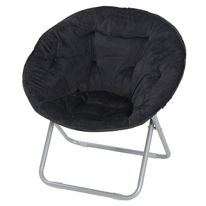 SEGAWE Foldable Oversized Soft Faux Fur Saucer Moon Chair Metal