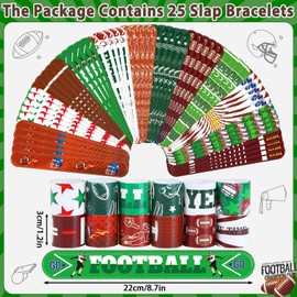 JUNEBRUSHS 50Pcs Football Party Favors, Slap Bracelets and Silicone Wristbands Bulk for Sports Themed Birthday Party Supplies Decorations Snap and Rubber Bracelet for Gifts Classroom Prize