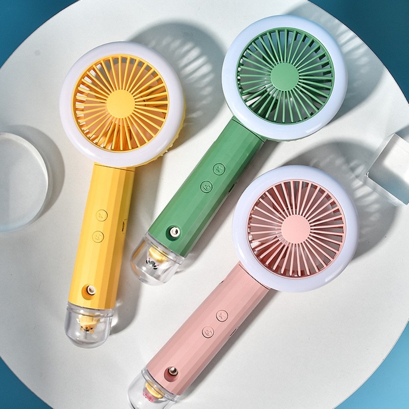 Portable Handheld Fan Mini Pocket Fan with Humidifier Nightlight Rechargeable