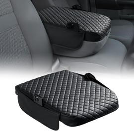 JOYTUTUS Center Console Cover Compatible with 2002-2012 Ram 1500 2500 3500 Jump Seat Console, Leather Arm Rest Armrest Cover for Car, Middle Console Cover Car Arm Rest Cover Replacement, with 2 Pocket