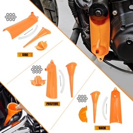HCmotorku 9" Crankcase Oil Fill Funnel Drip Free Oil Filter Funnel Primary Case Oil Fill Funnel Oil Drain Plug O-Ring Set Fit for Harley 4 Pcs Orange