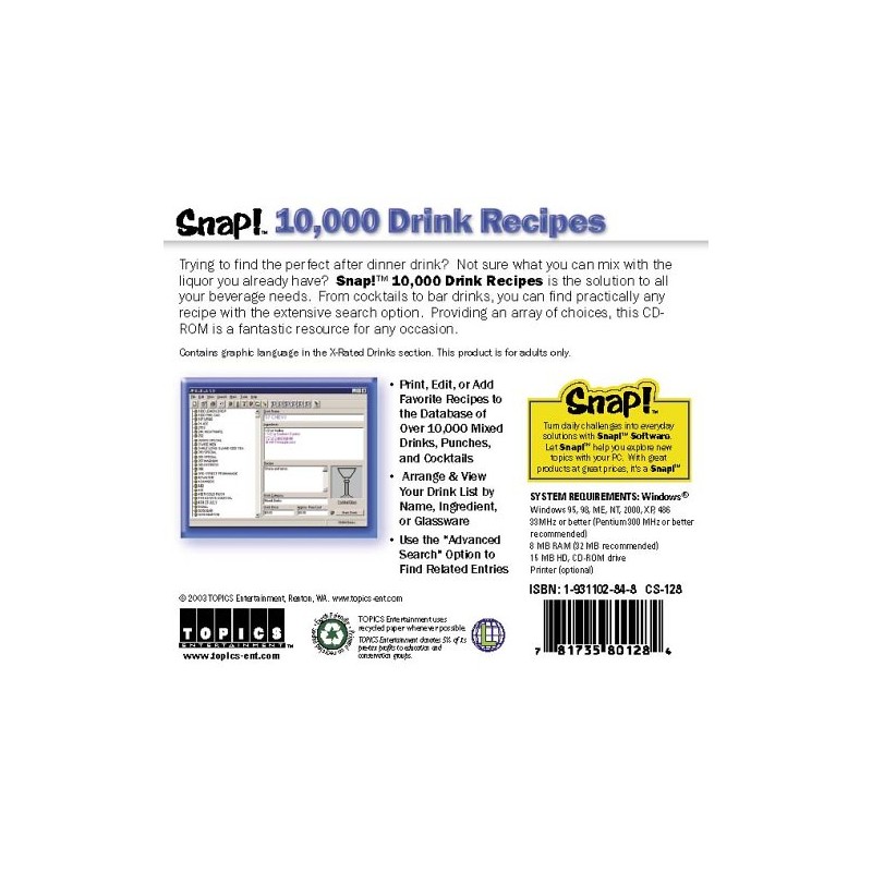 SNAP! 10,000 Drink Recipes (Jewel Case)