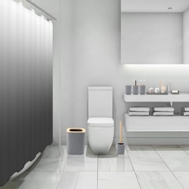 Bathroom Set - Grey Bathroom Accessories Set, 22PC Bathroom Accessory Set with Shower Curtain, Soap Dispenser, Toilet Brush, Trash Can, Grey Bathroom Accessories Sets Complete for Housewarming