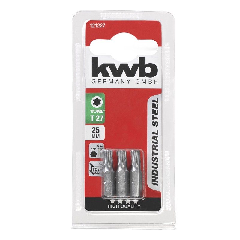 kwb 3 x 25mm TORX 27 Industrial Steel Bits Set