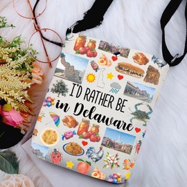 G2TUP Delaware State Gift I'd Rather Be In Delaware Crossbody Bag Delaware Travel Bag Delaware Tour Souvenir Gift (Be In Delaware X)