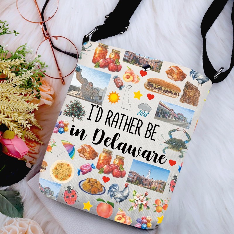 G2TUP Delaware State Gift I'd Rather Be In Delaware Crossbody