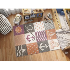 KC Cubs Boy & Girl Modern Decor Multicolor Area Rug and Carpet Collection for Kids, Toddlers and Baby Nursery, Nautical Ocean