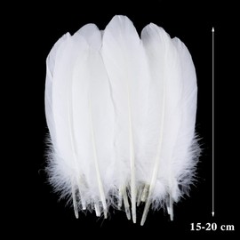 100PCS White Goose Feather 6-8inch Mixed Jewelry Making Crafts Swan Feather for Wedding Home Party Decor DIY Needlework Handicraft Plume Accessory