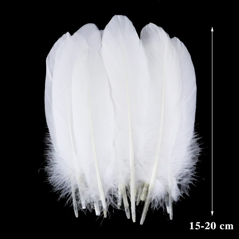 100PCS White Goose Feather 6-8inch Mixed Jewelry Making Crafts Swan