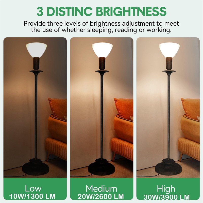 SETEN 2-Pack Mogul Base 3 Way Bulbs LED 10/20/30 Watts,Replacement