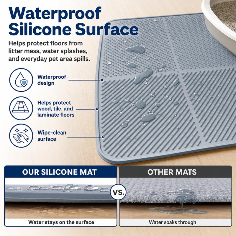 Silicone Cat Litter Mat 30" x 23",Large Waterproof Cat Pad
