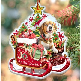 Beagle Christmas Ornament for Beagle Lovers - Christmas Decorations 2024 for Beagle Lovers, Dog Mom, Dog Dad, Pet Lovers - Beagle Dog Aluminum Ornaments (NOT 3D) for Christmas Tree