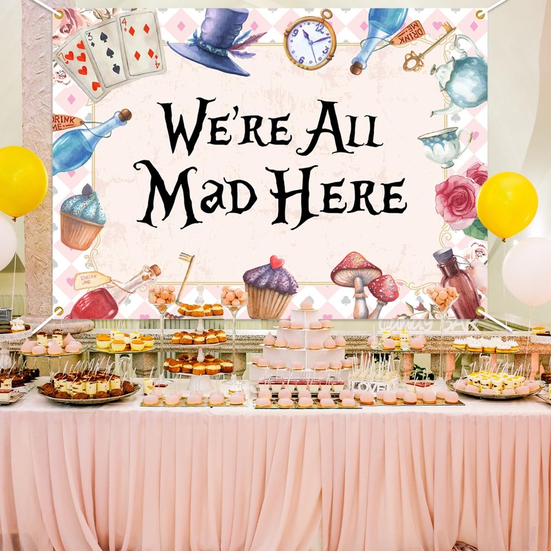 We’re All Mad Here Backdrop - Afternoon Tea Party Decor,
