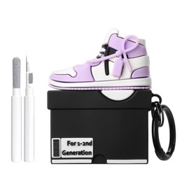 Maxjoy for Airpods 2nd Generation Case Cover,3D Cute Box Compatible with Airpods Case 2nd/1st Gen,Shockproof for Airpods Case Men Women with Cleaner Kit & Keychain(Lavender)