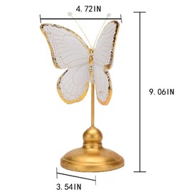 BRABUD Resin Butterfly Statue Gold & White Modern Home Bedroom Desk Shelf Decor Wedding Gifts Collection 9.1''(H) TQSHBS32