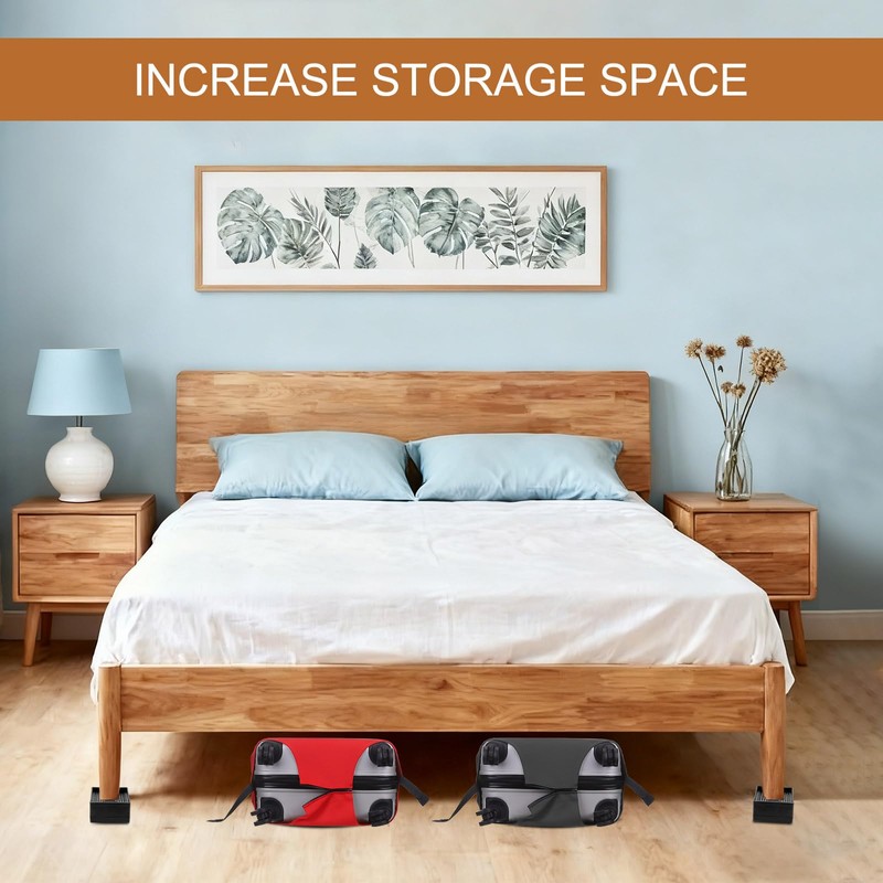 sourcing map 4Pcs Bed Risers, Square Heavy Duty Stackable Lift