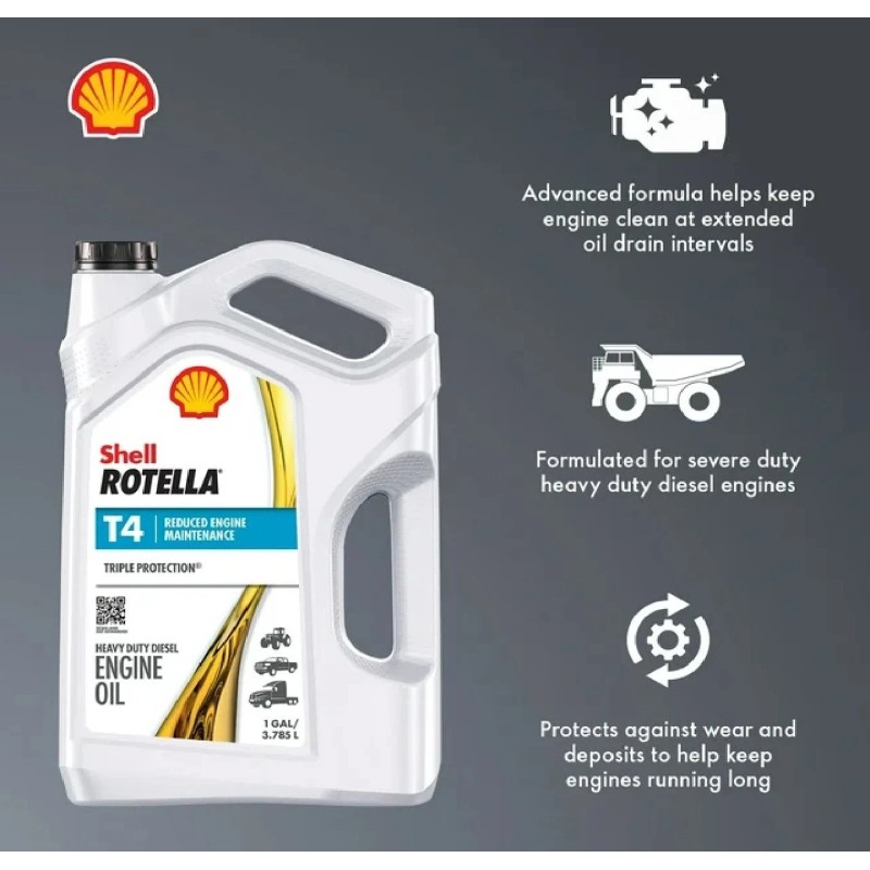 Rotella Shell Rotella T4 Triple Protection 15W-40 Diesel Engine Oil,