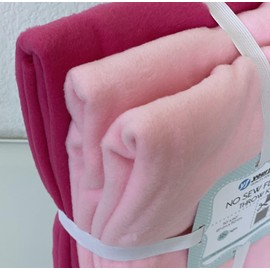 Solid Fleece No Sew Throw Kit - Soft Pink/Deep Pink (50x60)