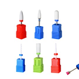 Nail Drill Bits Set Ceramic Safety Professional 3/32 Inches Nail Bits for Filing Acrylic Nails Gel Nails Down Removing Cuticle Tools, 7pcs